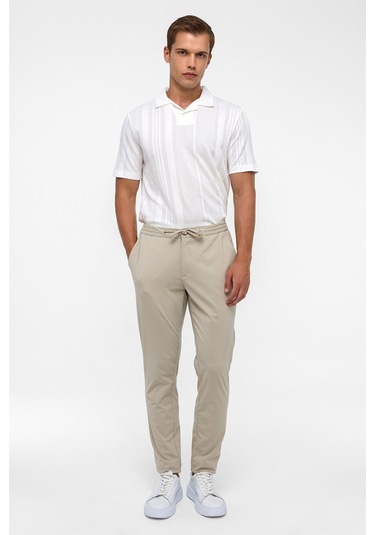 SÜVARİ Bej Slim Armürlü Jogger Pantolon