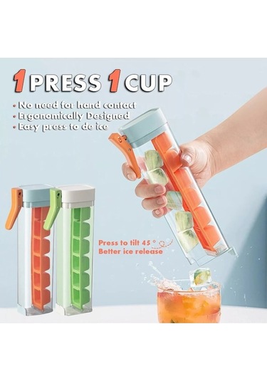 Besthome1 Yeşil Tek Elle Kullanılabilir Buzluk - 6 Bölme - Yiyecek Malzeme - Renkli Buz Kutusu Çok Renkli