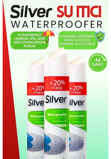 Silver Su İtici Leke Önleyici Sprey 3 x 300 ML Beyaz