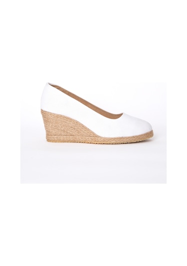 Star Tombis Beyaz Keten Espadril Dolgu Topuk