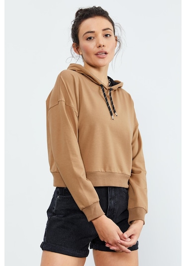 Tommy Life Toprak Uzun Kol Rahat Form Kapüşonlu Kadın Sweatshirt - 97115 Toprak Tommy Life Toprak Uzun Kol Rahat Form Kapüşonlu Kadın Sweatshirt - 97115 Toprak