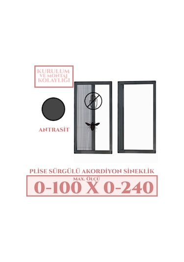Plise Akordiyon Sineklik En:0-100 X Boy:0-240 Tüm Kapı Çeşitleri
