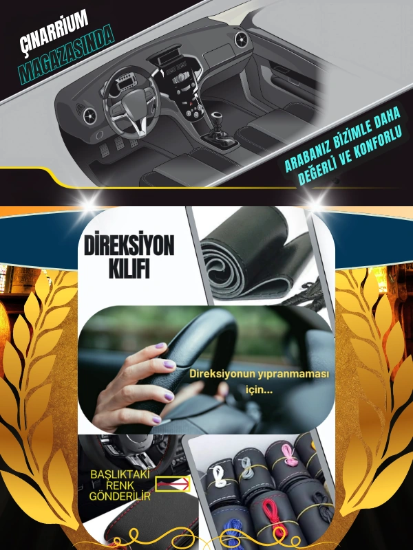 Audi A8 Yerli Üretim Suni Deri Direksiyon Kılıfı, Beyaz Şeritli Spor Dikiş Çok Renkli