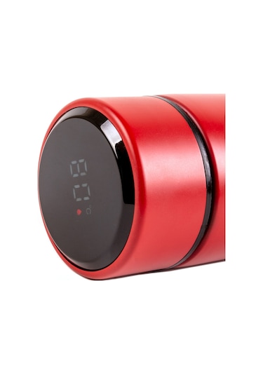 Isim Tasarımlı Dijital Sıcaklık Göstergeli Çelik Termos Kırmızı
