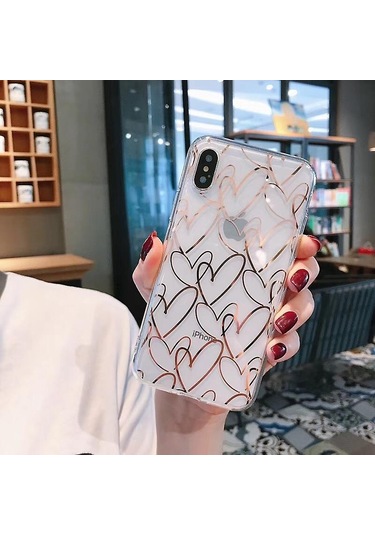 Telefon Kılıfı Şeffaf Sevimli Kız Kadın Lüks Kalp Şeffaf İnce İnce Silikon Tampon Sert Arka Koruyucu Telefon Kılıfı İphone Uyumlu 13 Pro Max İçin