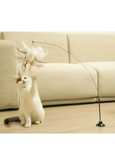 Kenpazar Vantuzlu Tüylü Zilli Kedi Oyun Oltası