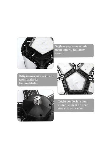 Ayt Ledx Ayarlanabilir Açılı 5 Kanatlı 148 Smd Ledli Galaxy Projektör Işığı 60w 6600 Lumen E27 Duy Ampul 32cm Çap