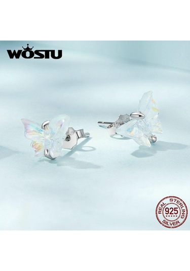 Wostu Otantik 925 Ayar Gümüş Narin Renkli Ilmek Reçine Küpe Kadınlar Takı Hediye İçin