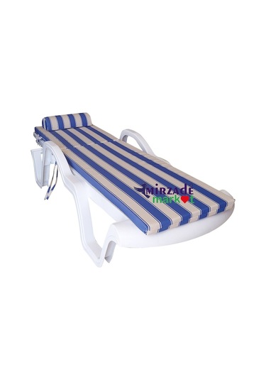 Mirzademarket Şezlong Minderi Lüks Su Geçirmez Kumaş Fermuarlı-Mavi Krem