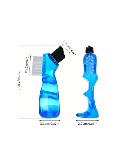 Willowhaven 2 Adet Mavi Çift Başlı Sert Kıllı Küçük Saplı Takma Diş Fırçası