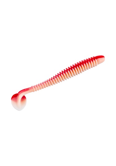 Silikon Kurt Yem - 4,2g 105mm - Turna/levrek Silikonu - 1 Adet - Kırmızı/beyaz - Karides Kokulu