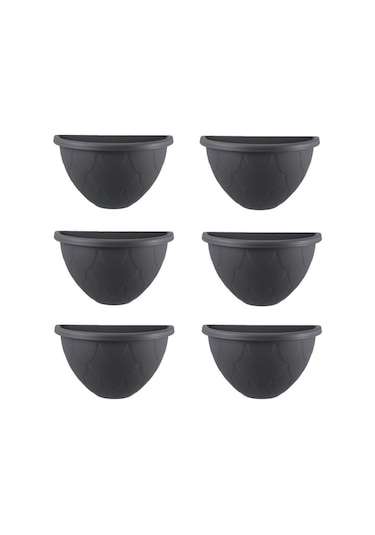 Omnipazar So-dd03 Dekoratif Damla Duvar Saksı 3.4 Litre Antrasit 6 Adet