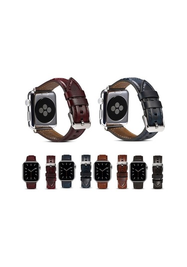 Tongxida Yağ Balmumu Hakiki Deri Saat Takı Bandı İos Uyumlu 9-8-7 41mm / Se 3-se 2-6-se-5-4 40mm / 3-2-1 38mm