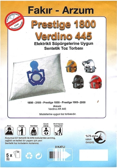 Fakir Prestige 1800 Süpürge Uyumlu Sentetik Bez Toz Torbası 10 Adet