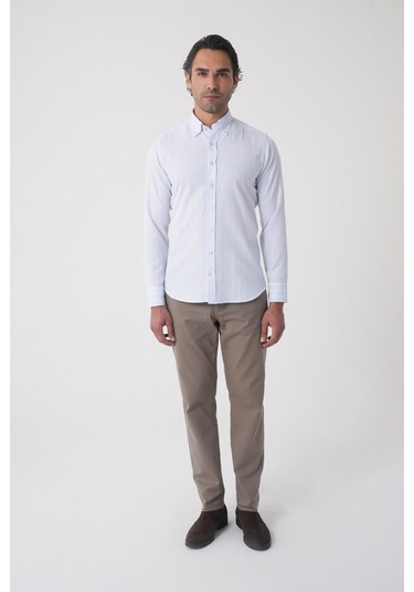 Bisse Regular Fit Erkek Uzun Kol Tek Cep Pamuk Mavi Gömlek Gmczg250072 D35 Mavi