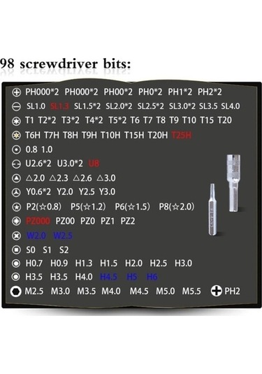Fastbuy 110 Adet Manyetik Tornavida Seti - Cep Telefonu Onarım Aracı - Sarı Renkli