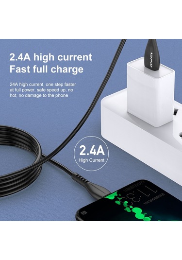 Awei Cl-115t 1m 2.4a Usb Tip-c / Usb-c Şarj Kablosu