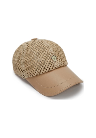 Tamer Tanca Erkek Deri Hasır Bej Hasır Şapka 524 1093 Ith Sapka Y23 Bej Hsr/dr Bej