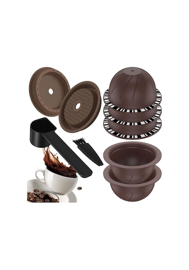 5 Adet Vertuo Tekrar Kullanılabilir Kahve Kapsülü, 2 Adet Silikon Kapaklı Kahve Kapsülü, 1 Adet Kaşık Ve Fırça 150 Ml Diğer