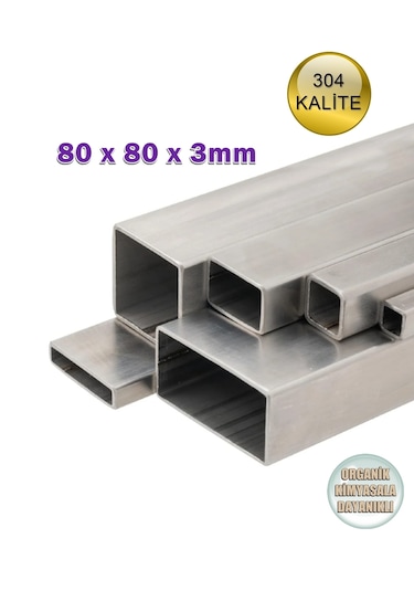 Paslanmaz Çelik Profil 304 Kalite 80x80x3mm Satine Yüzeyli