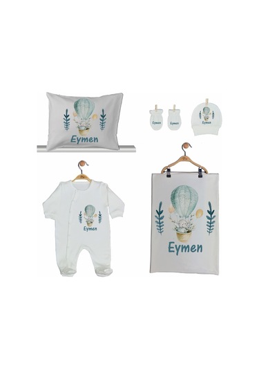 Pia Baby Gl 2013 İsme Özel Balonlu Beşli Tulum Set Mavi