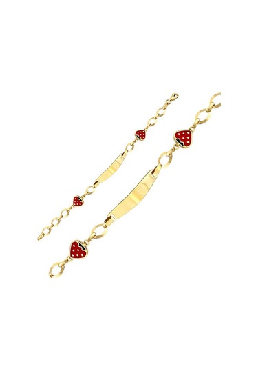 Çilekli Çocuk Künye Sarı Altın