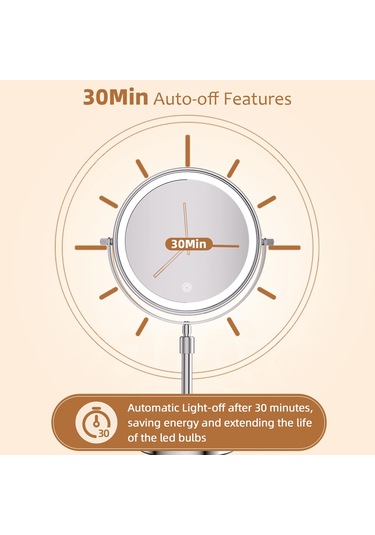 Işık Lambalı 8 İnç Makyaj Aynası 10x Büyütme 3 Renkli Işıklar, Diğer