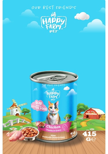 Happy Farm Yavru Kedi Maması Tavuklu 415 Gr