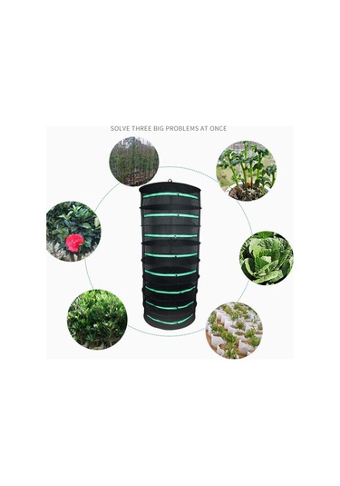 Sones Asılı Bitkisel Kurutma Ağı Katlanabilir Kurutma Rafı Kapalı Fermuarlı Bitki Kurutma Ağı, Özellikler: 60cm Çap 8 Katman