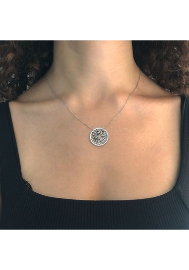 Ferizz Zirkon Taşlı Tuğralı Gümüş Kolye Gk-305