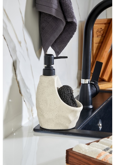 Cooker 180 Ml Seramik Süngerlikli Sıvı Sabunluk Ckr3558 Krem