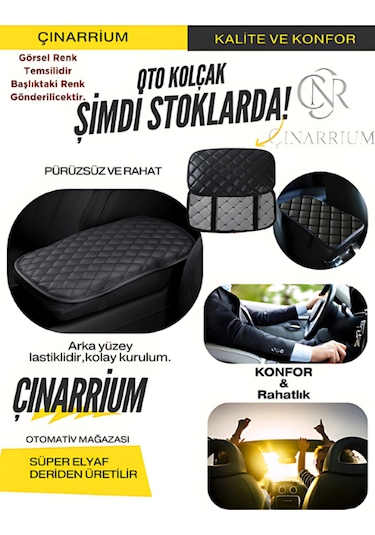 Renault Clio Iı Hb 2002-2008 Deri Oto Kolçak Kılıfı, Kaliteli Süngerli Siyah Nakışlı.