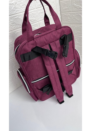 Hafif Kullanışlı Termal Biberon Bölmeli Bebek Arabasına Asma Aparatlı Anne Bebek Bebek Bakım Çantası Bordo