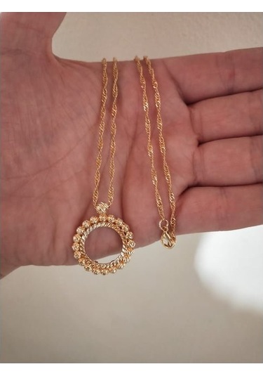 Çeyrek Dorika 22ayar Altın Kaplama Kolye 55cm Zincir