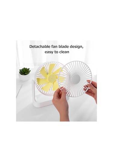 Jeehugo Masaüstü Şarjlı Fan, Çıkarılabilir Kanatlar, 4 Seviye Rüzgar Ayarı, Sessiz Fonksiyon, 4000mah Pil, Hafif Ve Taşınabilir, Beyaz Beyaz