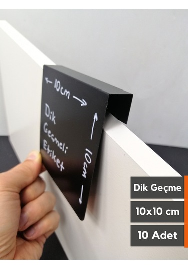 10 Adet Silinebilir Karatahta Siyah Etiket 10 x 10 CM Ahşap Raflar