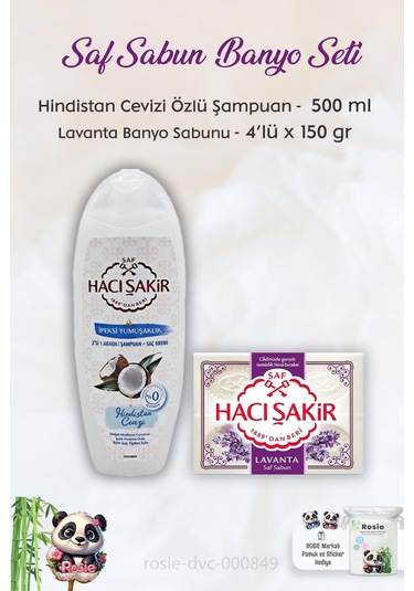 Hacı Şakir Hindistan Cevizi Şampuan 500 Ml, Lavanta Kokulu Banyo Sabunu 4 X 150 Gr Ve Rosıe