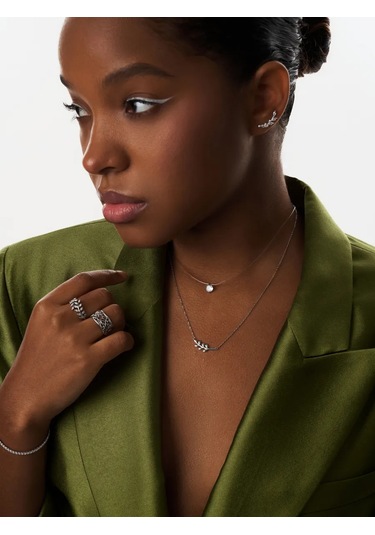 Miestilo 925 Ayar Gümüş Zarif Zincir Gidon Yüzük 162410626 Beyaz