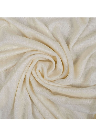 Damla Keten Görünümlü Leno Tül Perde Pilesiz Krem