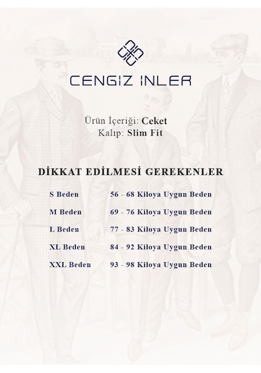 Cengiz İnler Balıksırtı Desenli Slim Erkek Ceket 001