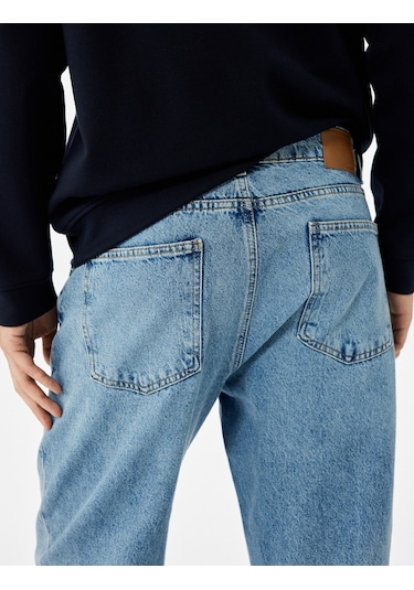 Koton Normal Bel Pamuklu Vintage Straight Fit Jean Pantolon Orta İndigo 6wam40018ıd İndigo