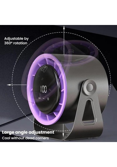 100 Vites Yüksek Hızlı Dolaşım Fan Şarj Edilebilir Masaüstü Dijital Ekran Turbo Duvara Monte Fan, Boyut:beyaz