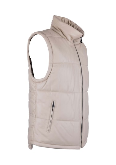 Tamer Tanca Erkek Hakiki Deri Bej Yelek Deri Mont 993 Ylk 25 Erk Derı Yelek Y24 Bej