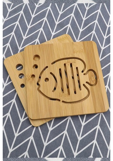 Nishev 2'li Bambu Lüx Balık Desenli Kare Nihale