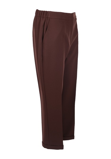 Büyük Beden Duble Paçalı Cepli Pantolon Gala-xi Kahverengi