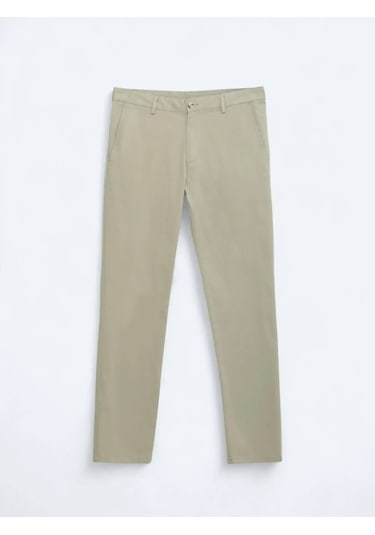 Deve Tüyü Düz Dokuma Regular Fit Casual Pamuk Karışımlı Pantolon Bej