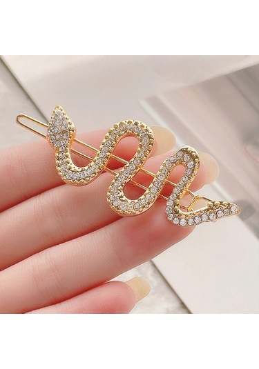 Kadınlar İçin Parıltılı Yapay Elmaslarla Şık Altın Yılan Saç Tokası Saç Dekorasyonu Partiler Ve Düğünler İçin Saç Tokası Antika Altın Siyah D Çok Renkli