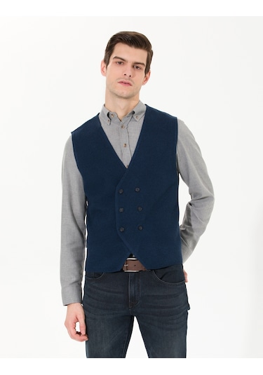 Pierre Cardin Erkek Lacivert Melanj Triko Yelek 50263176-vr120 Lacivert