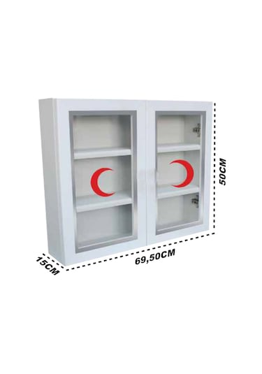 Çelik Ayna Çift Kapaklı Büyük Ecza Dolabı İlk Yardım Dolabı 846