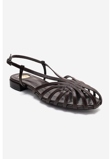 Luvishoes Lıss Kahverengi Cilt Kadın Sandalet Kahverengi